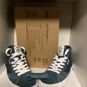 Vans Teal High-Top Suede Sneakers with White Laces